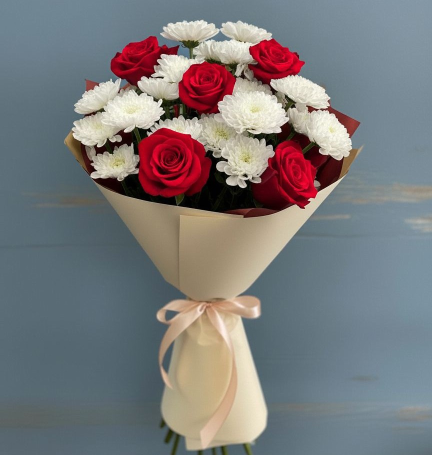 Букет цветов из: Розы и Хризантемы в Урмарах