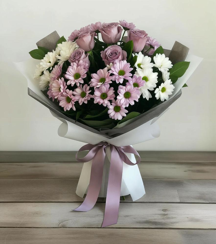 Букет цветов из: Хризантемы и Розы в Урмарах