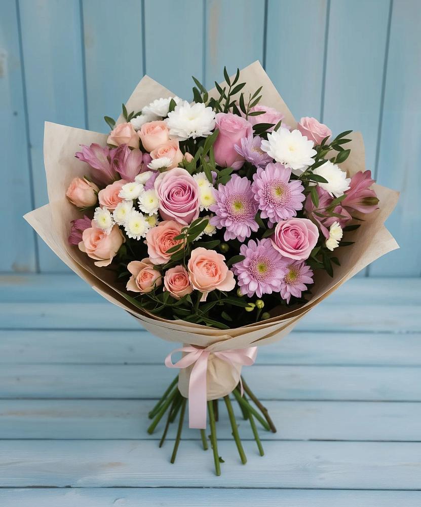 Букет цветов из: Хризантемы, Розы и Альстромерии в Урмарах