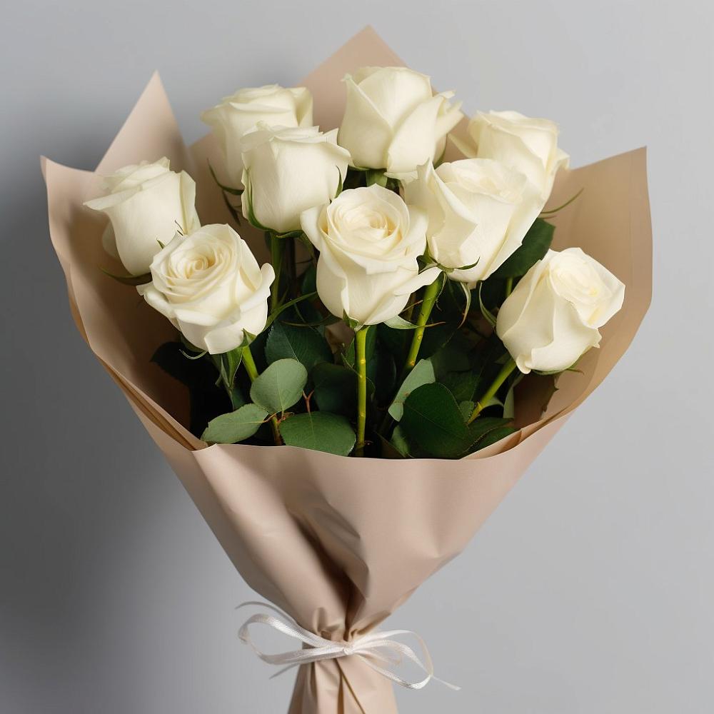 Букет 9 Белых роз Эдлесс Лав в Урмарах