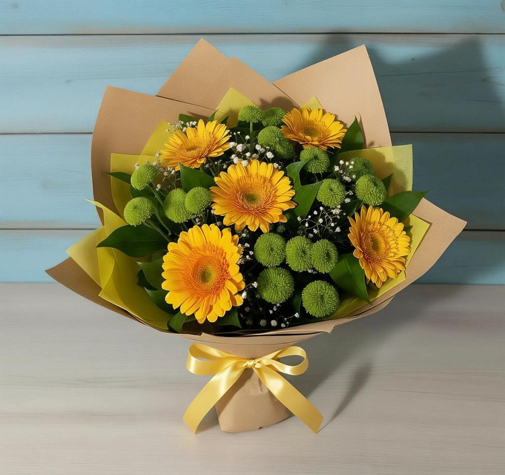 Букет цветов из: Герберы и Хризантемы в Урмарах