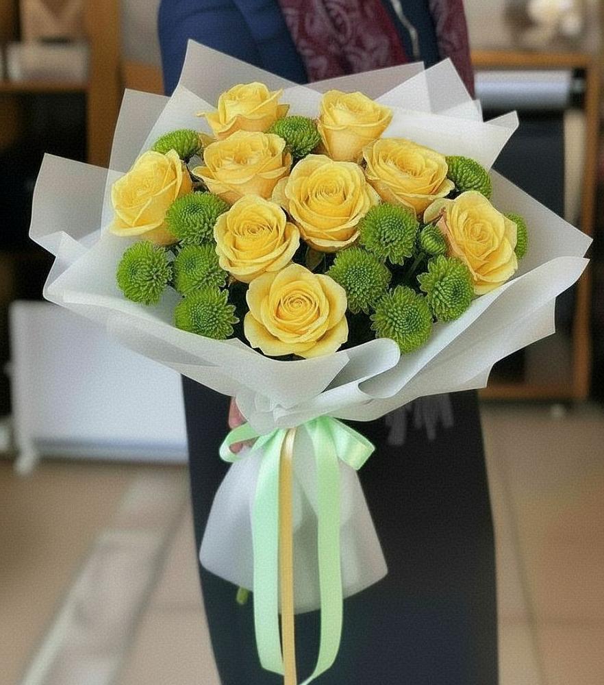 Букет цветов из: Хризантемы и Розы в Урмарах