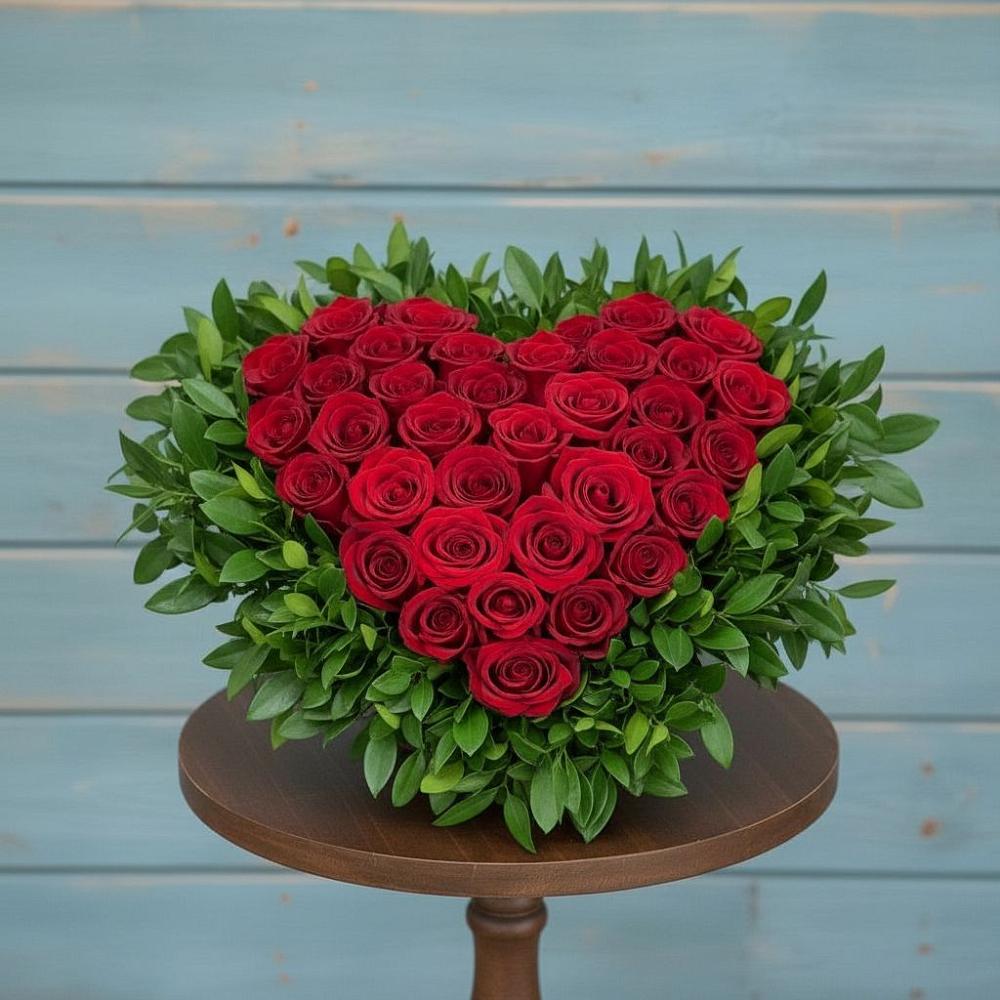 Цветочная композиция из Розы в виде сердца в Урмарах