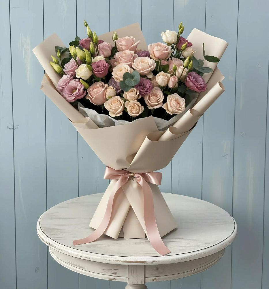 Букет цветов из: Розы и Лизиантусы в Урмарах