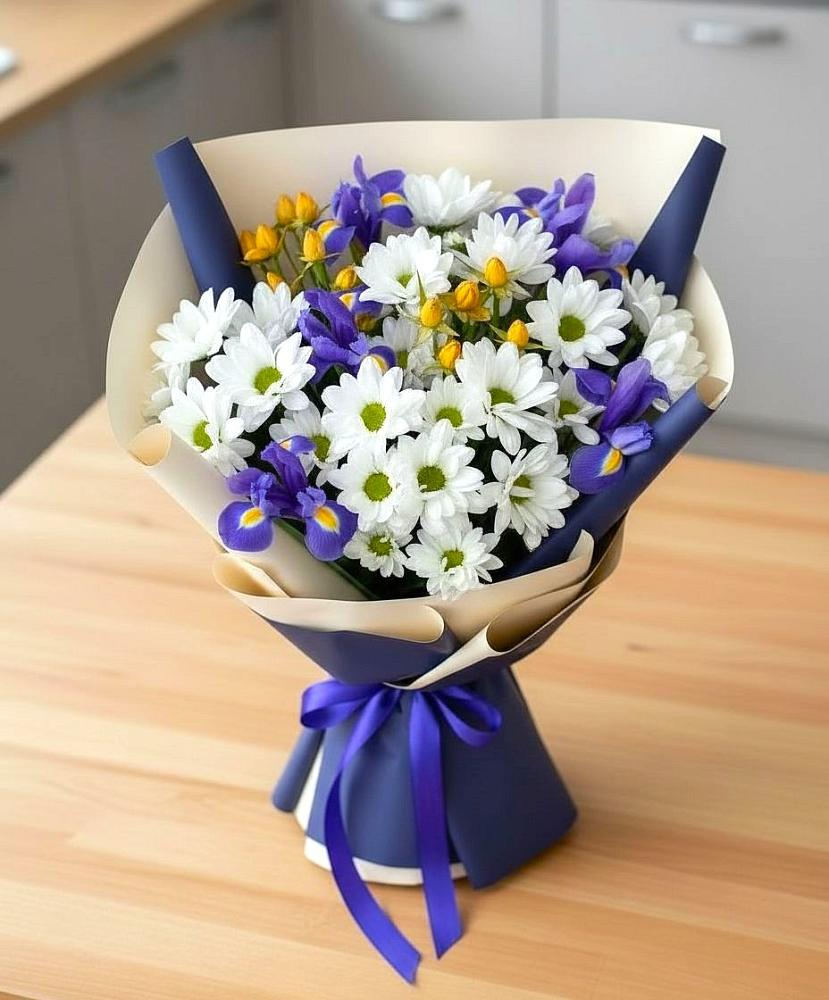 Букет цветов из: Розы, Ирисы и Хризантемы в Урмарах