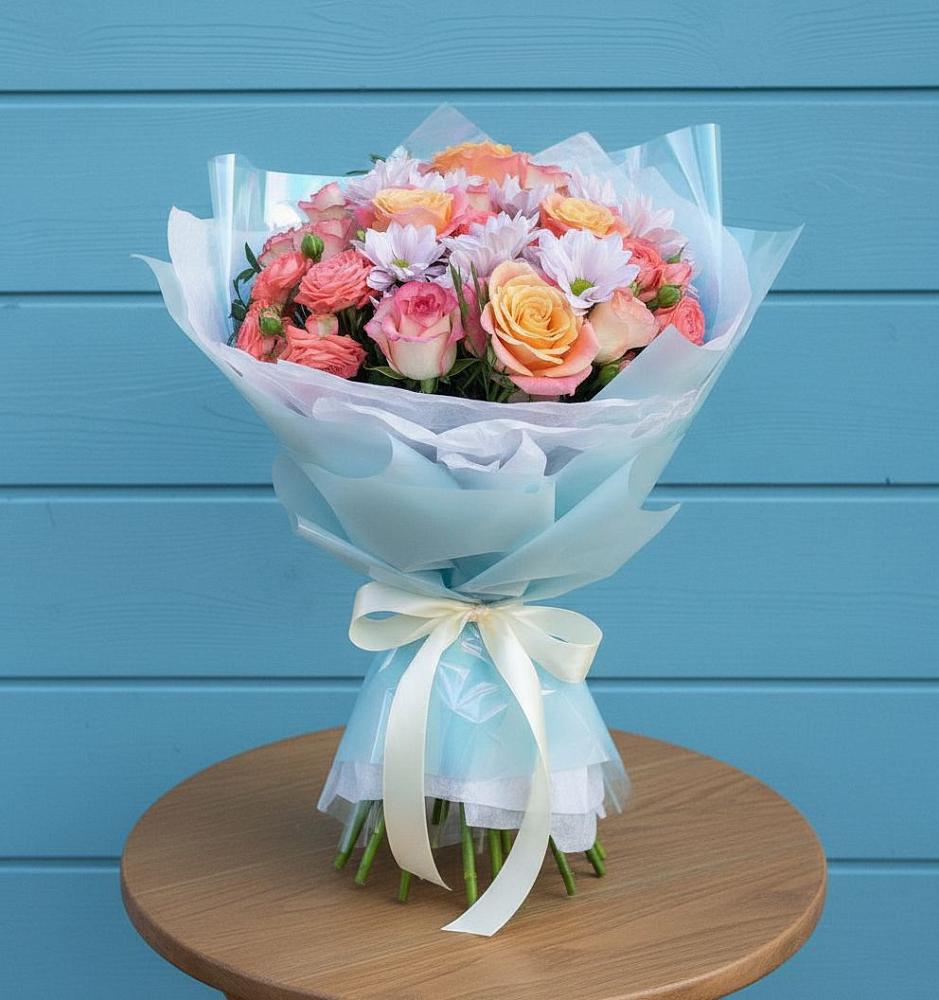 Букет цветов из: Хризантемы и Розы в Урмарах