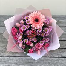 Букет цветов из:  Розы, Герберы и Хризантемы в Урмарах