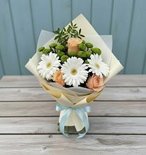 Букет цветов из:  Герберы, Розы и Хризантемы в Урмарах