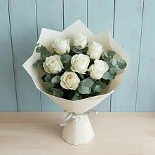 Букет Белые розы в Эвкалипте #REPLACE_PRED# Урмарах